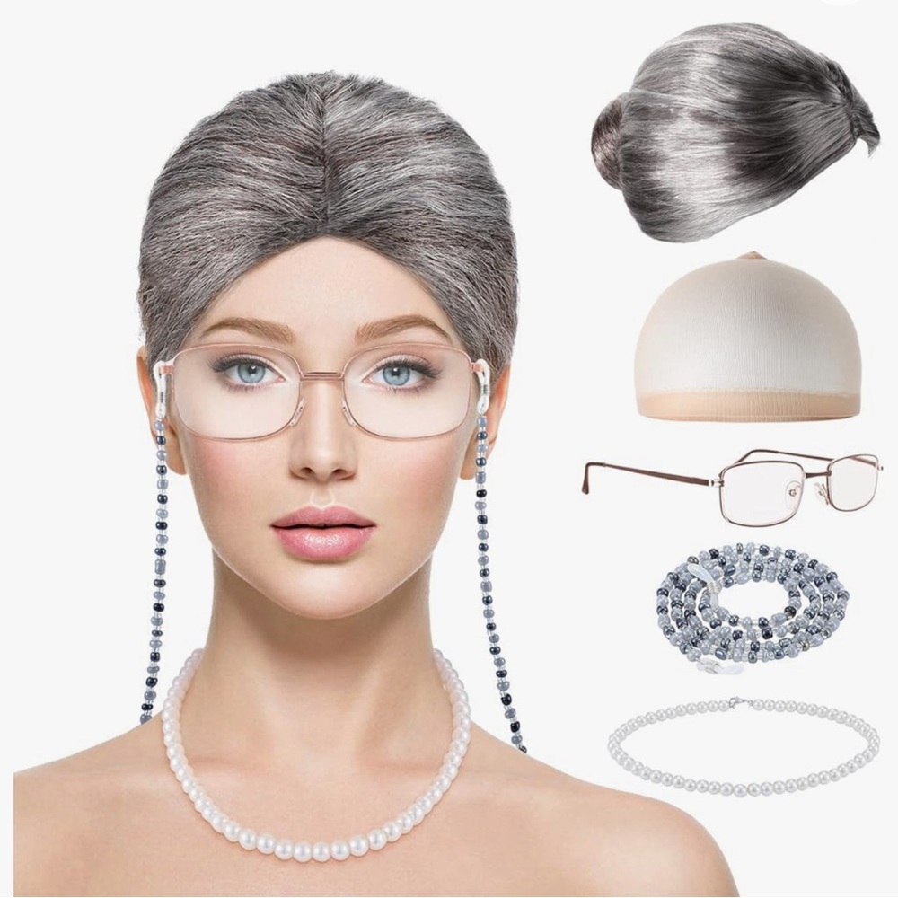 5 Pieces Old Lady Costume for Kids 100 Days of School Grandma Costume Brand new